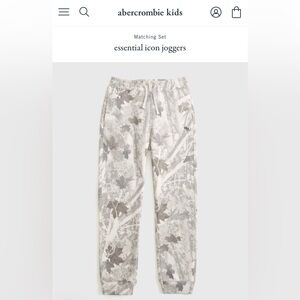 NWT Abercrombie Kids Essential Icon Cotton Joggers In Gray Camo
